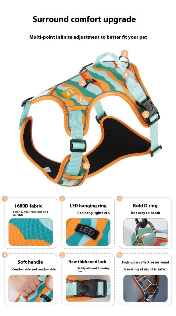 Adjustable Reflective Dog Harness with Handle – Chest & Back Support - Image 12