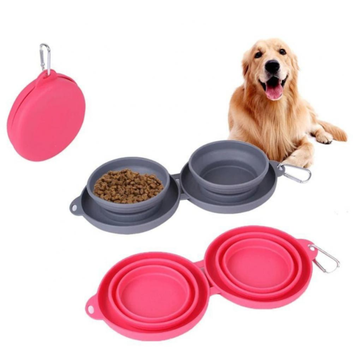 Double Collapsible Dog & Cat Bowls with Non-Slip Silicone Mat - Image 8